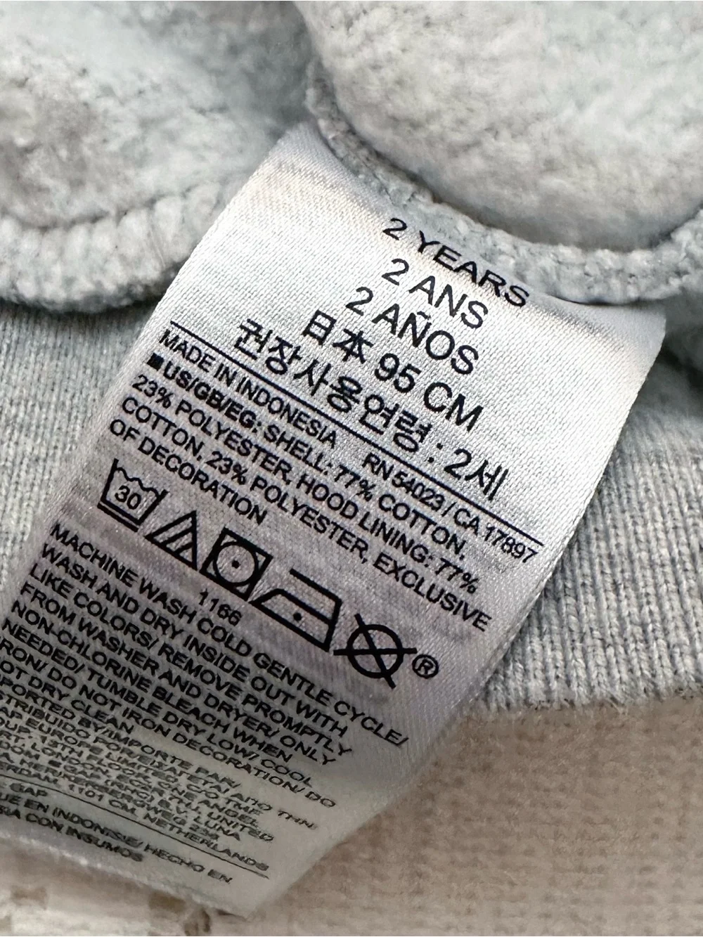 Baby Gap Hoodie Size 2T Boys Relaxed Logo Cotton Blend Long Sleeve Sz 2 Years